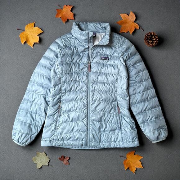 Patagonia Down Sweater Puffer Jacket Girl’s Size XL (14), Light Blue - Picture 1 of 13
